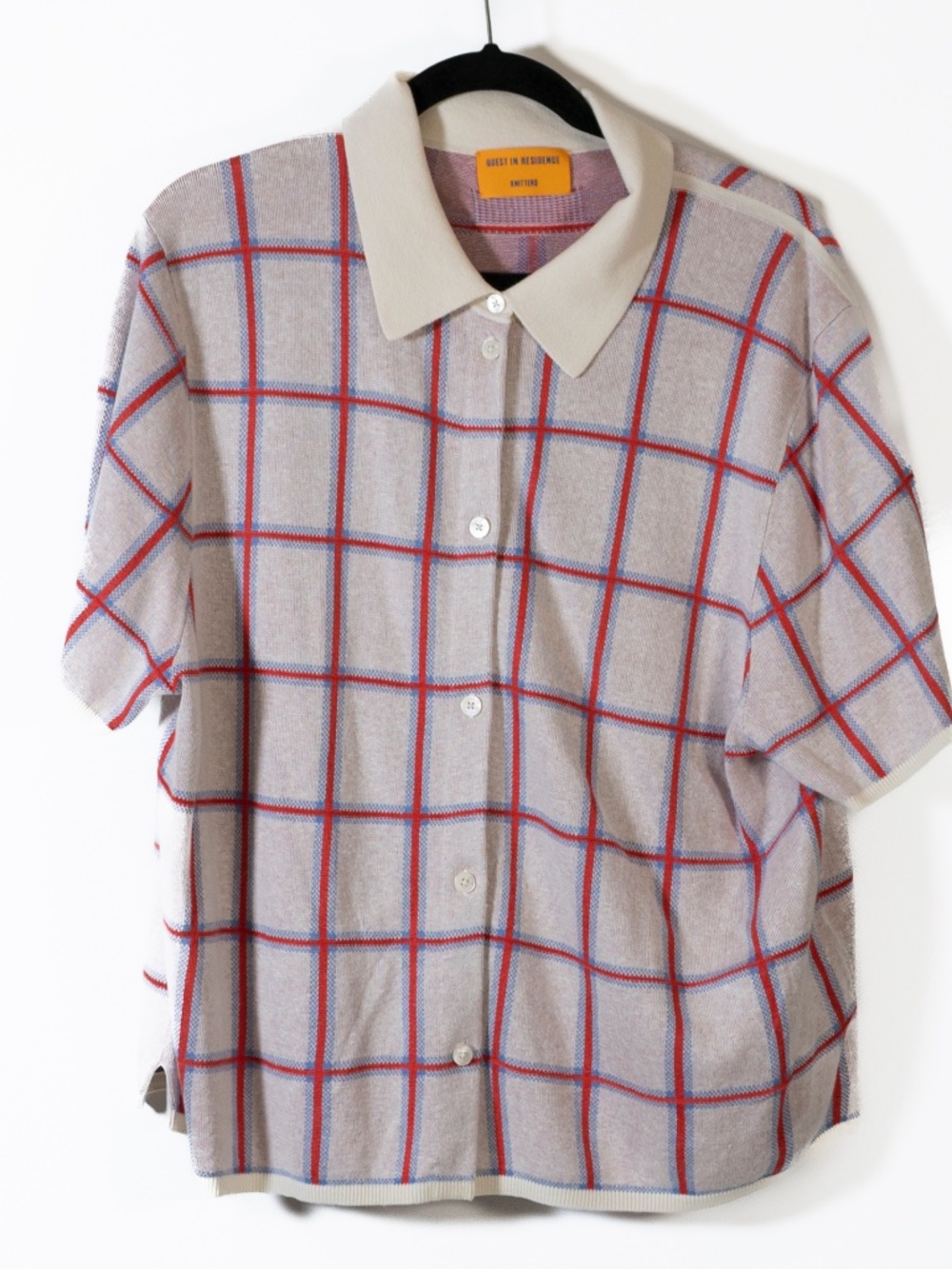 Guest In Residence Picnic Shirt Silk Linen Blend Knit Button Front Polo Sweater